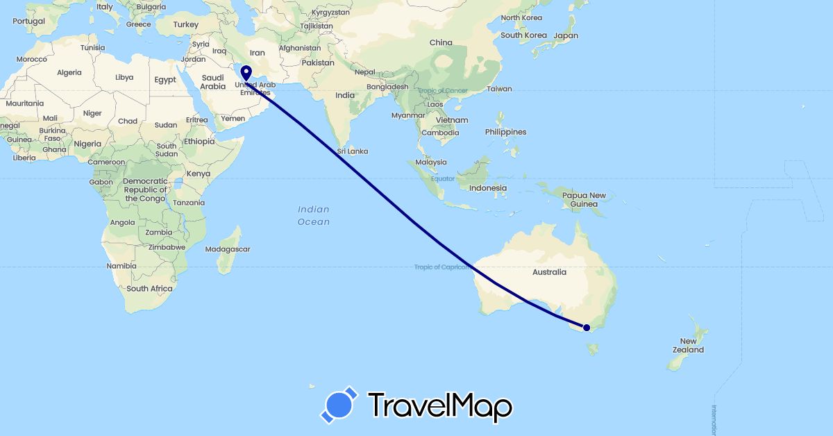TravelMap itinerary: driving in Australia, Qatar (Asia, Oceania)